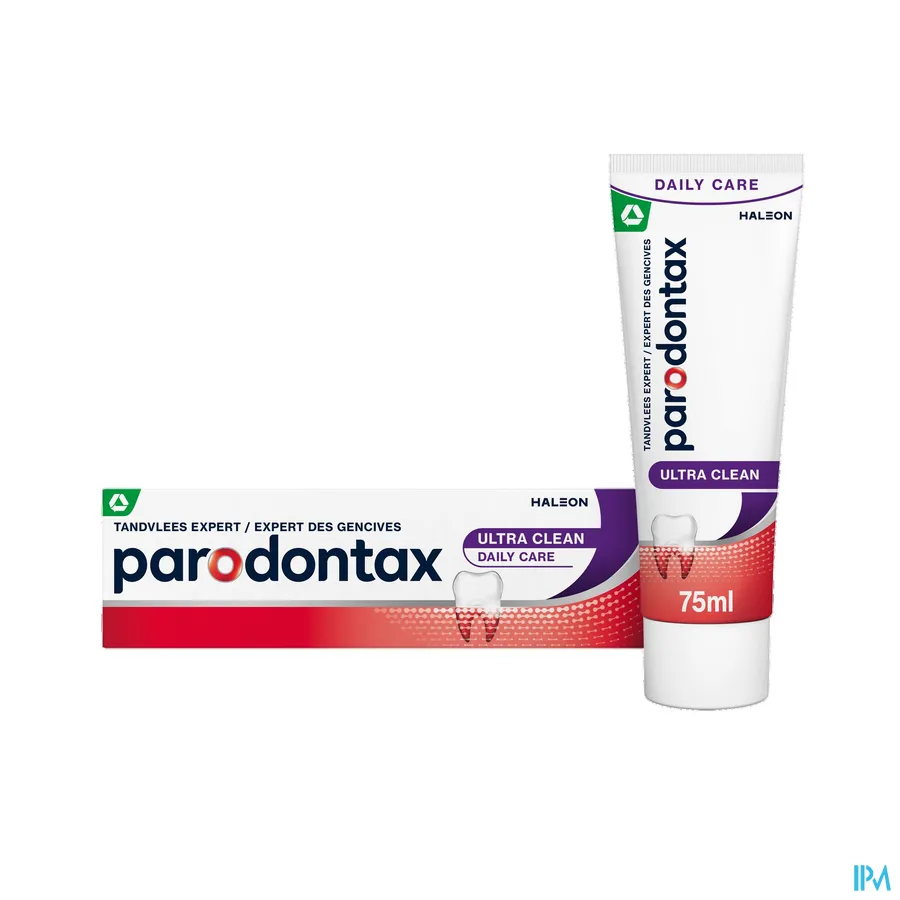 productshot van Parodontax Ultra Clean -Dagelijkse Fluoride Tandpasta voor Gezond Tandvlees en Sterke Tanden - Helpt tegen en Voorkomt Bloedend Tandvlees- Tube 75 ml