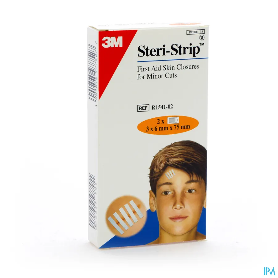 packshot van Steri-Strip Huidhechtstrips voor Kleine Wonden 2 Vellen van 3 x 6 mm x 75 mm