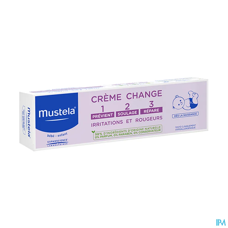 packshot van Mustela Baby Crème Voor de Luierwissel - Voorkomt, Verzacht en Herstelt Irritaties en Roodheden 50 ml