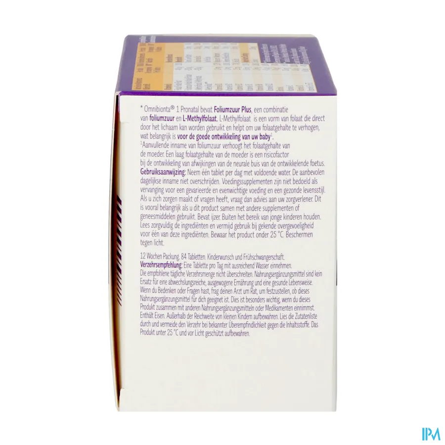 packshot van Omnibionta Pronatal 1 84 tabletten