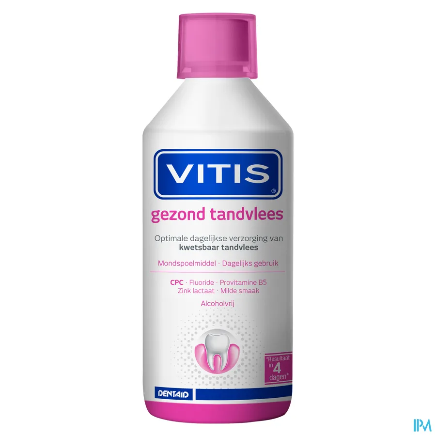 packshot van Vitis Gezond Tandvlees Mondspoelmiddel voor Vermindering van Vorming van Tandplak voor Dagelijks Gebruik 500 ml