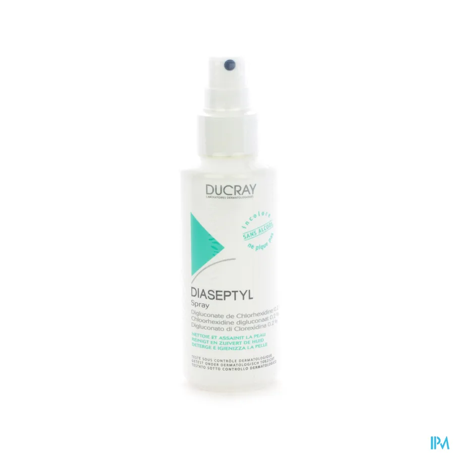 packshot van Ducray Diaseptyl Spray met 0,2% Chloorhexidinedigluconaat voor Ontsmetting van de Huid 125 ml