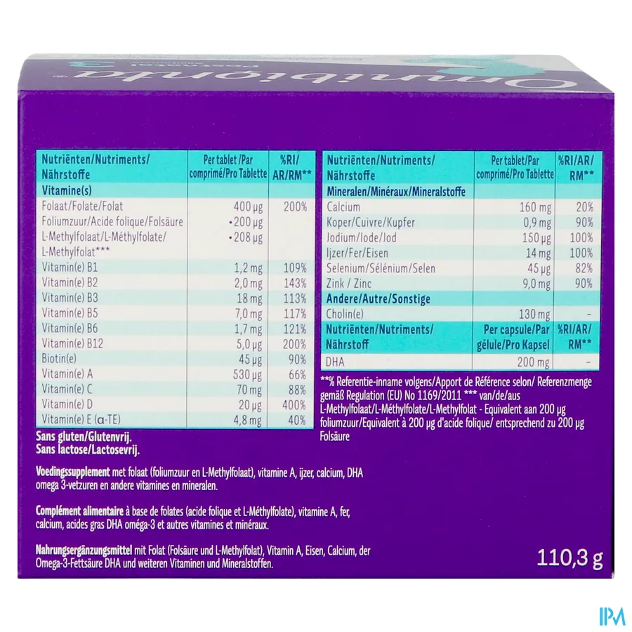 packshot van Omnibionta Postnatal 3 Borstvoeding 8 weken 56 tabletten + 56 capsules