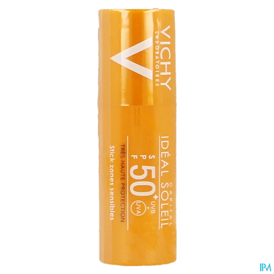 packshot van Vichy Ideal Soleil Zonnestick met SPF 50+ voor Gevoelige Zones 9 g
