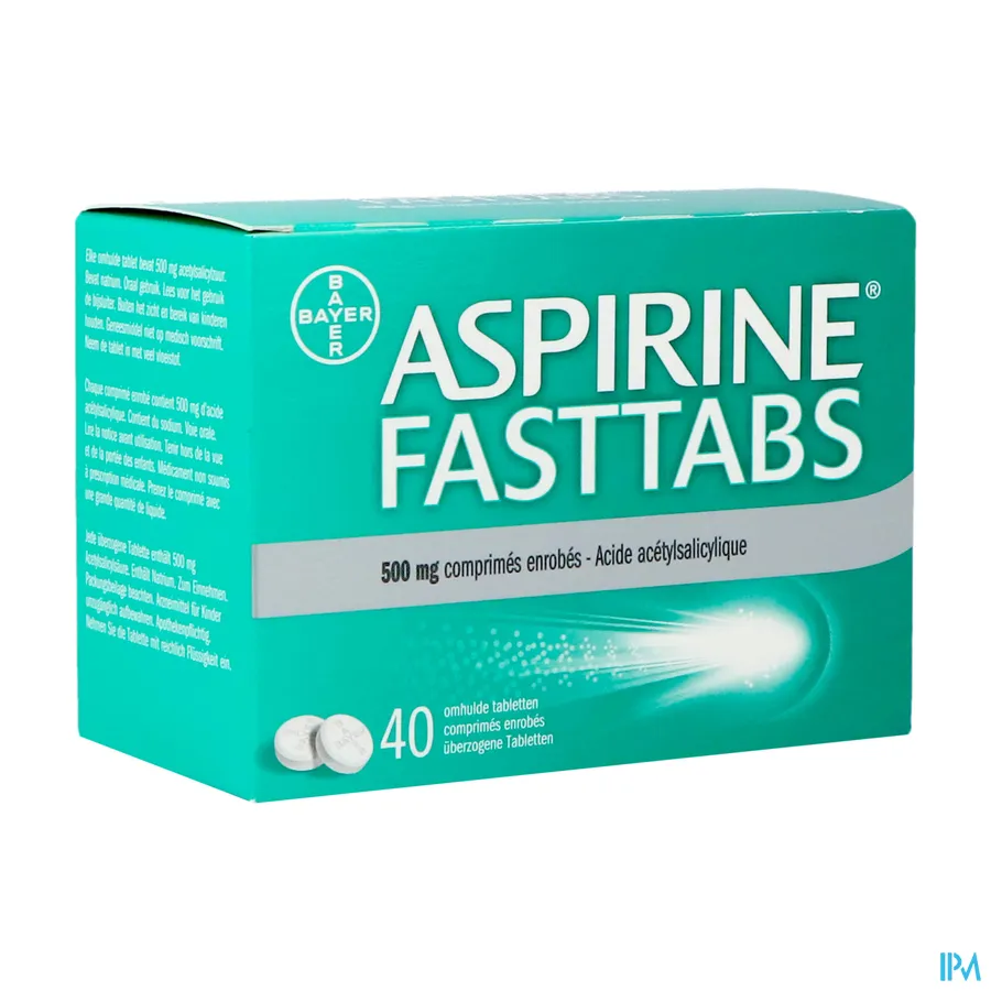 packshot van Aspirine Fasttabs 500 mg 40 tabl