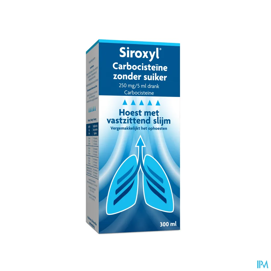 packshot van Siroxyl® Carbocisteïne zonder suiker 250 mg/5 ml drank