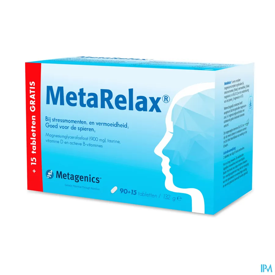 packshot van MetaRelax Promo 90 Tabletten + 15 Tabletten Gratis