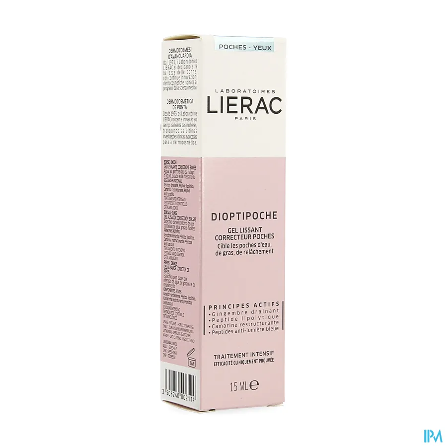 packshot van Lierac Dioptipoche Gladmakende Gel tegen Wallen voor Ogen Tube 15 ml