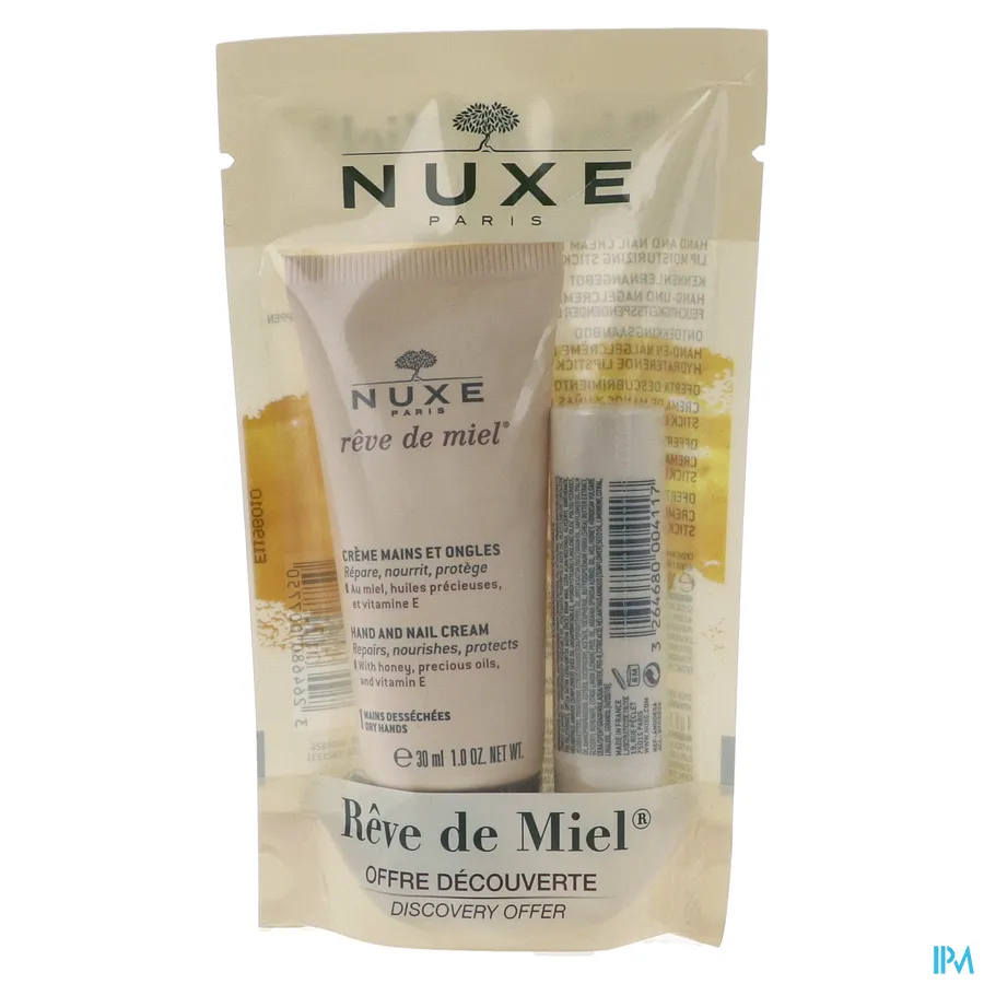 packshot van Nuxe Rêve De Miel Hydraterende Lipstick + Hand- en Nagelcrème Promo* 4 g + 30 ml