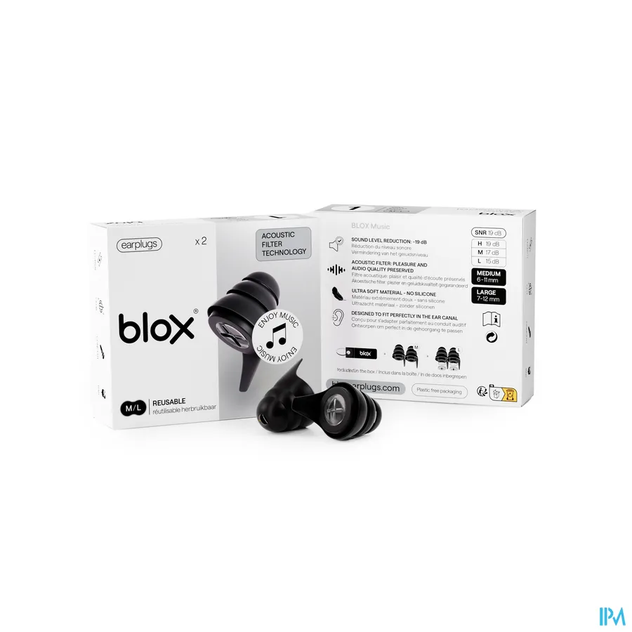 productshot van Blox Oordoppen Music Zwart 1 paar