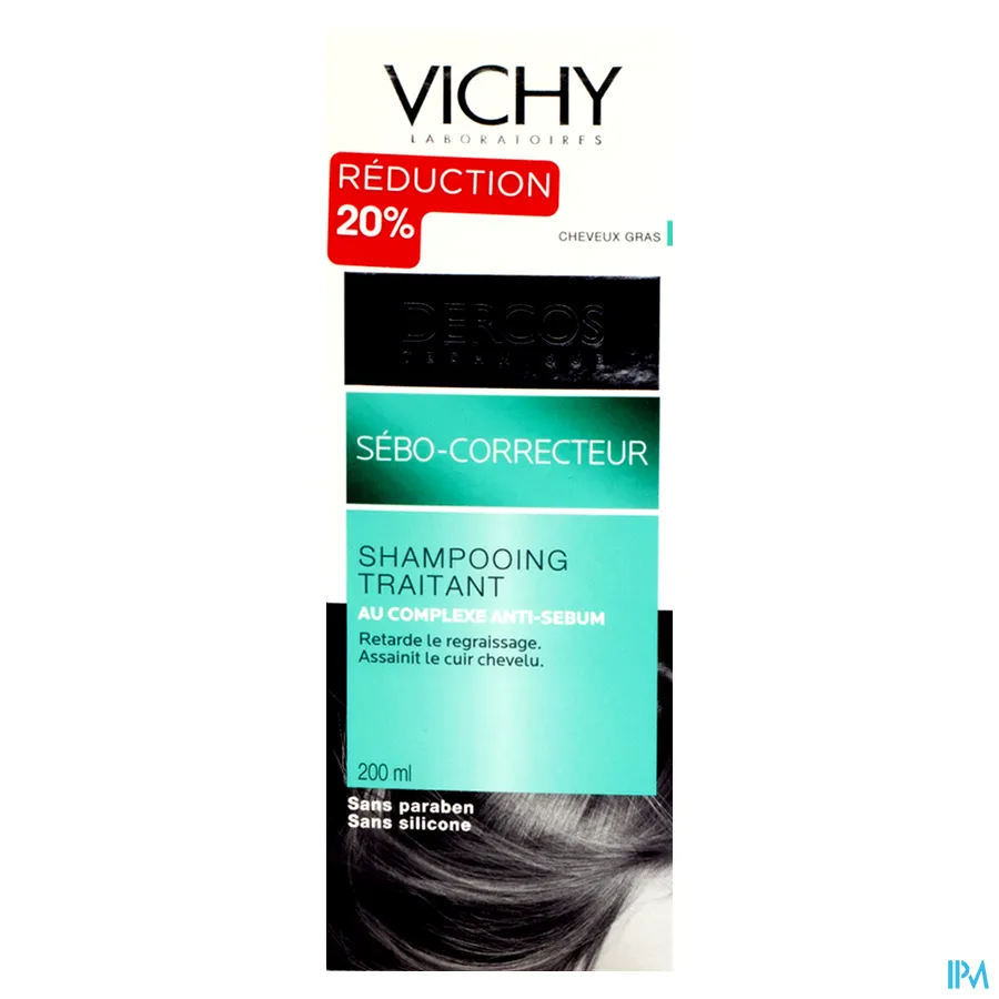 packshot van Vichy Dercos Sebum Regulerende Verzorgingsshampoo voor Vet Haar voor Frequent Gebruik 200 ml
