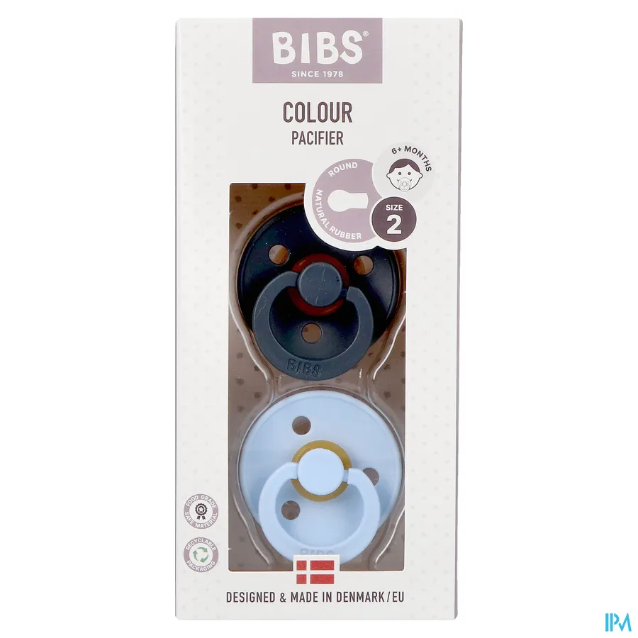 packshot van Bibs Fopspeen Duo Iron/Baby Blue 6-18 2 stuks