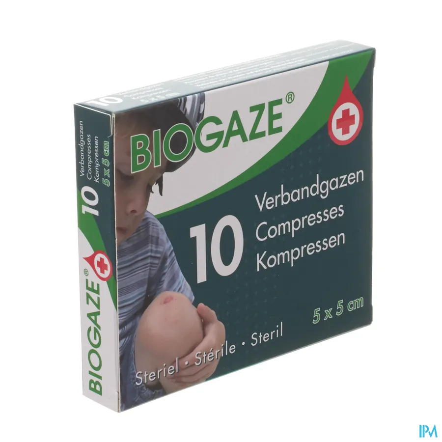 packshot van Biogaze Geïmpregneerd Verbandgaas 5 x 5 cm 10 stuks