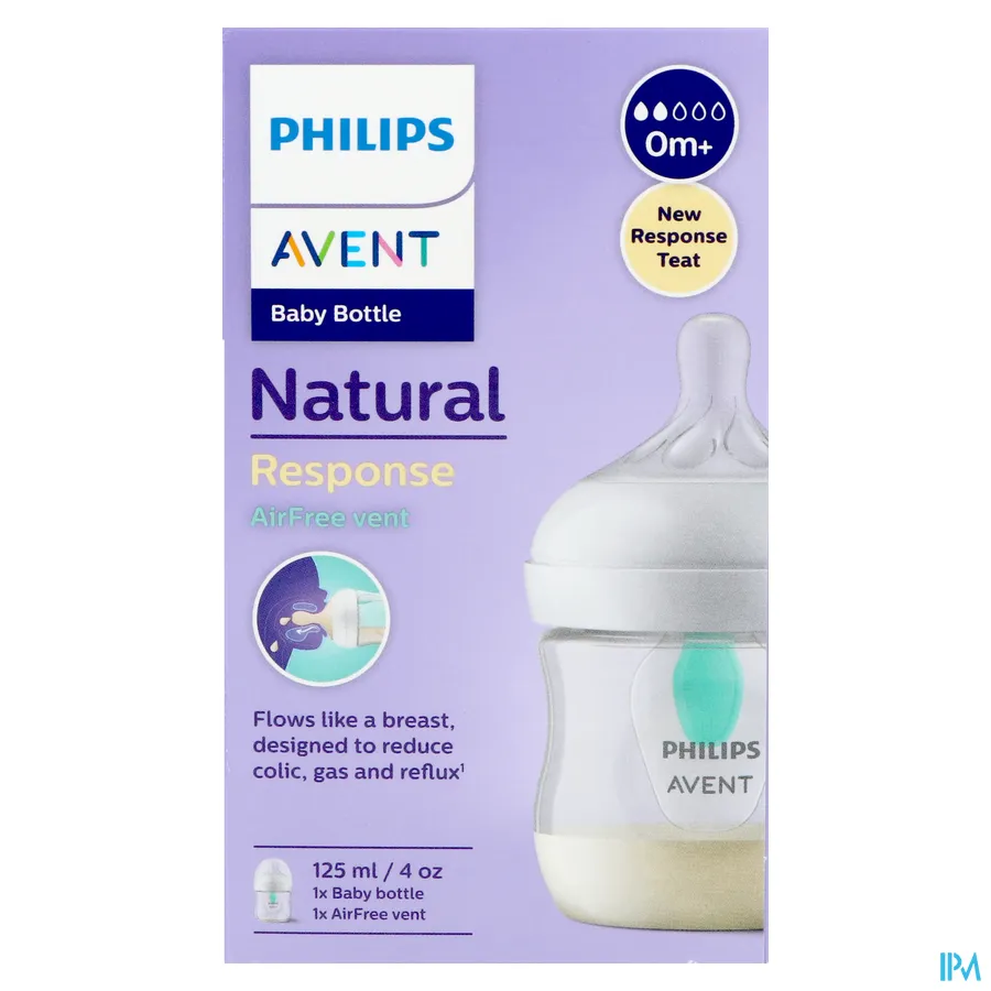 packshot van Philips Avent Natural Airfree Zuigfles 125 ml 1stuk