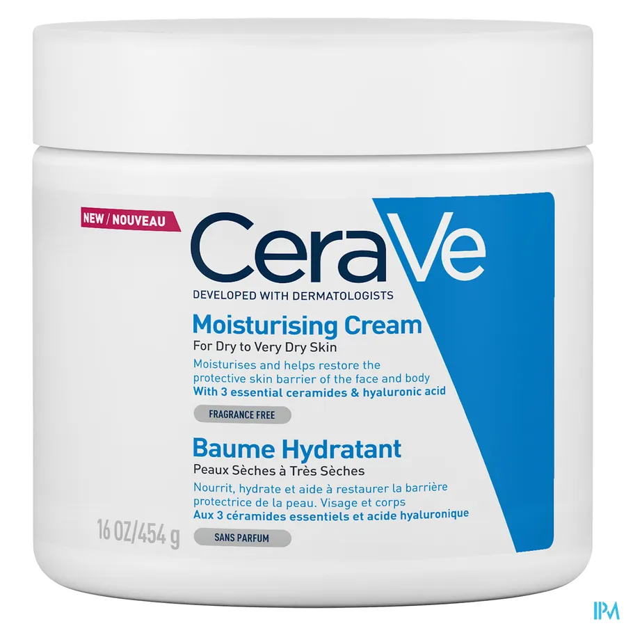 packshot van CeraVe Hydraterende Crème voor Lichaam en Gezicht Pot 454 ml