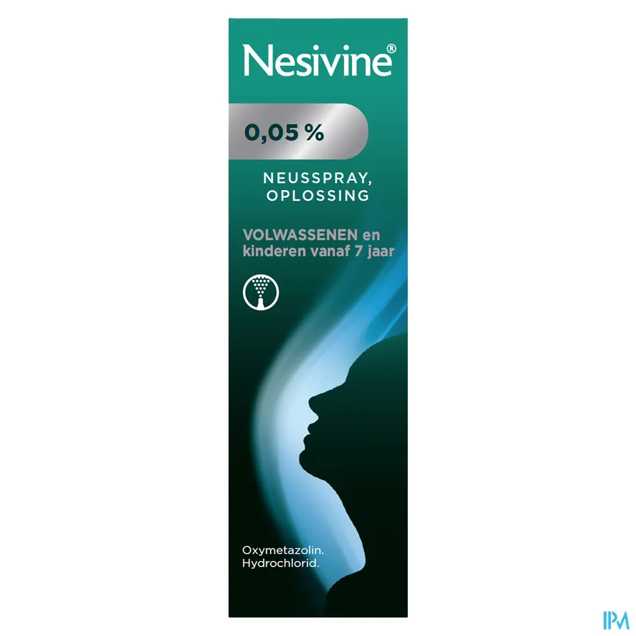 packshot van Nesivine 0,05% Neusspray voor Volwassenen en Kinderen vanaf 7 Jaar Spray 10 ml