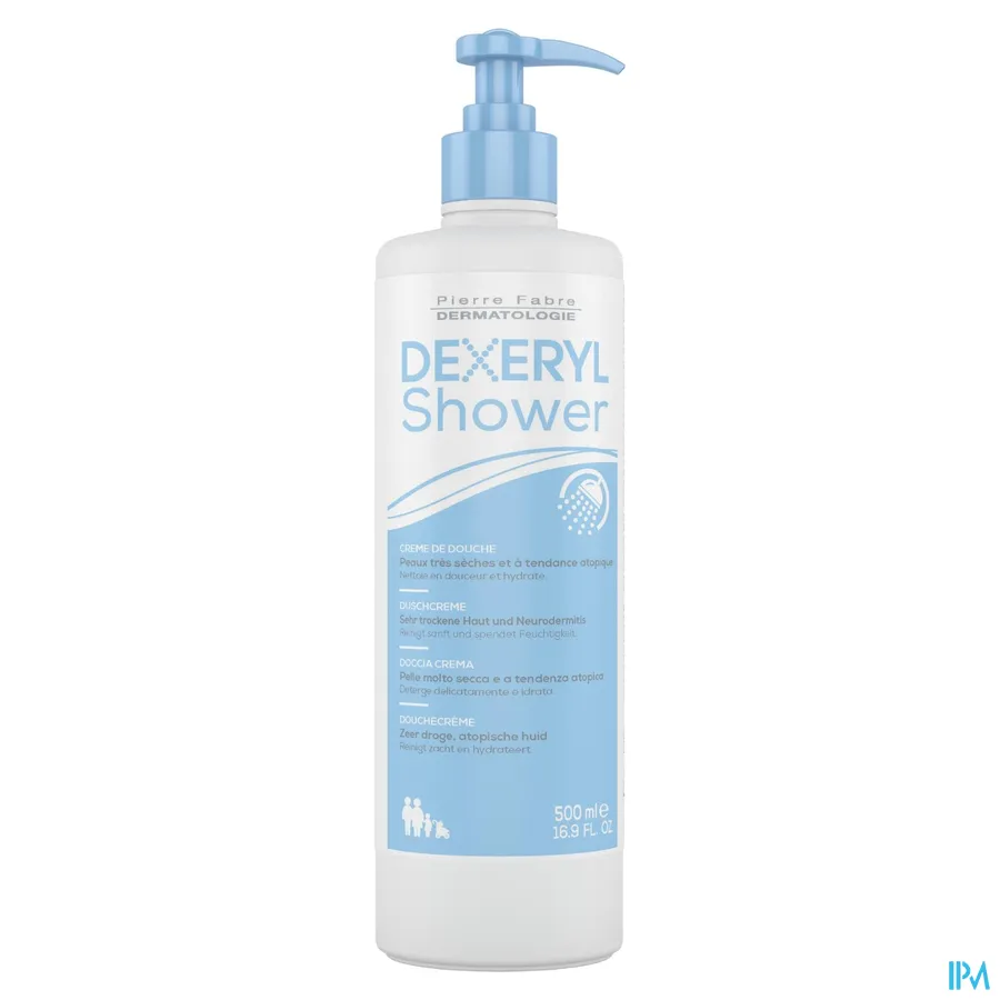 packshot van Dexeryl Shower Douchecrème voor Zeer Droge, Atopische Huid voor Zachte Reiniging en Hydratatie Pompflacon 500 ml