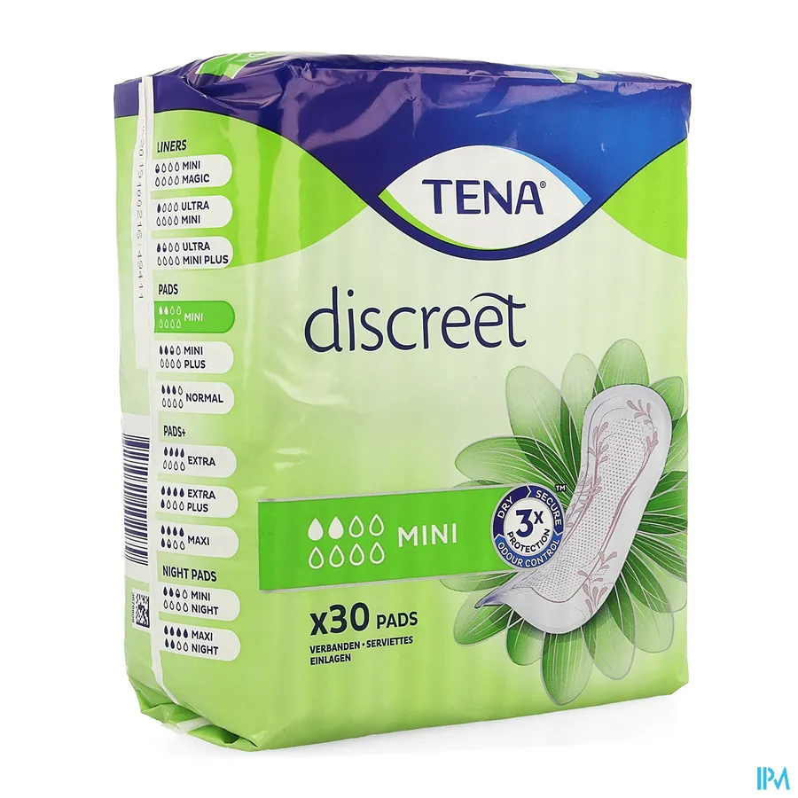 packshot van TENA Discreet Mini 30 stuks