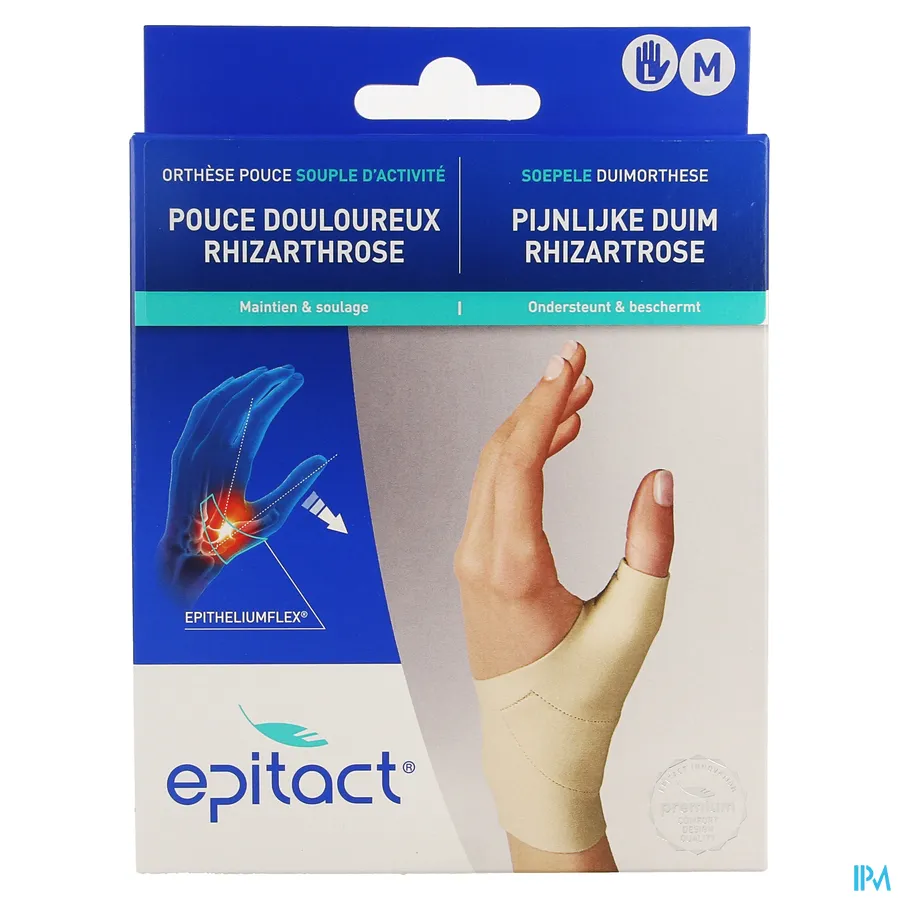 packshot van Epitact Soepele Proprioceptieve Orthese voor Pijnlijke Duim, Rhizartrose voor Linkerhand Medium