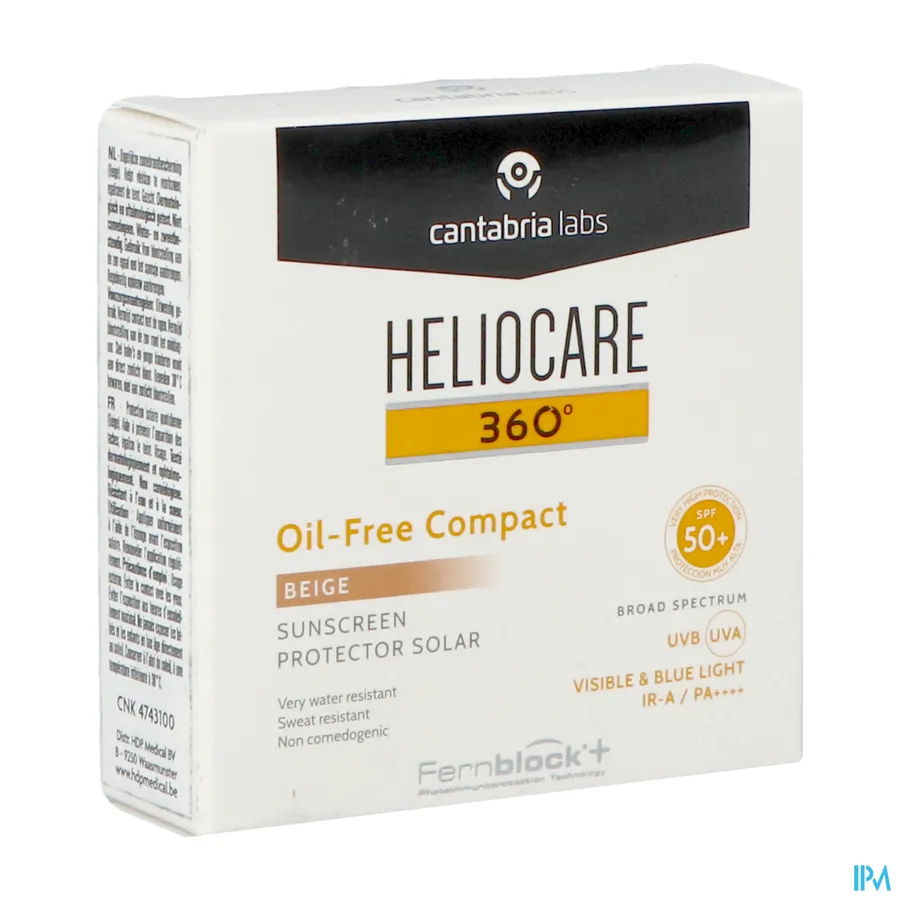 packshot van Heliocare 360° Oil Free Compact Spf50+ Beige 10g