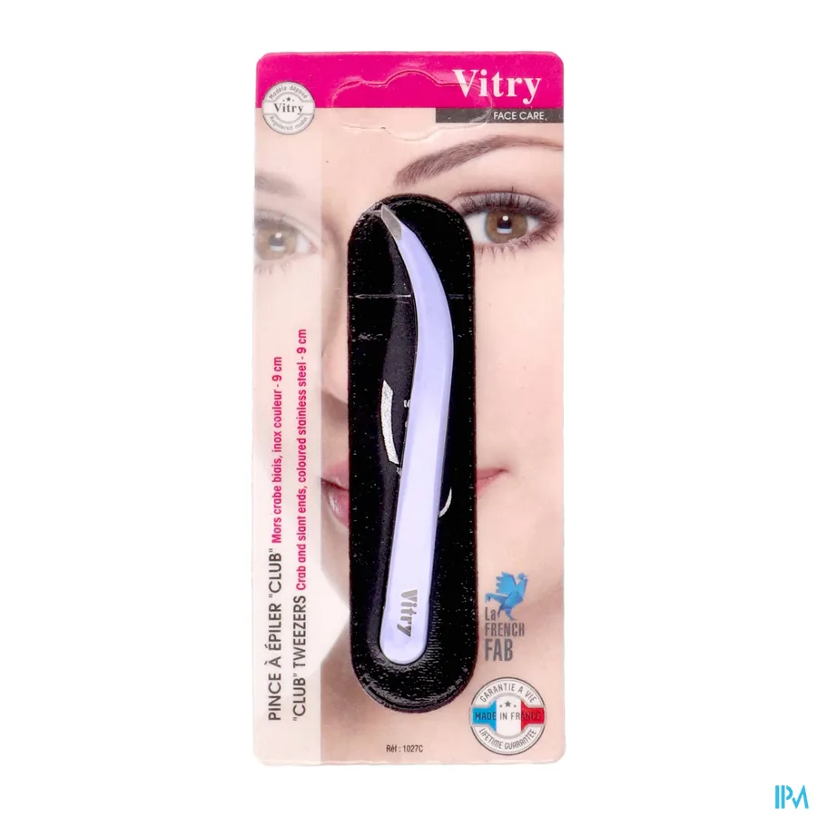 packshot van Vitry Epileerpincet met Gebogen Uiteinde en Schuine Top Gekleurd