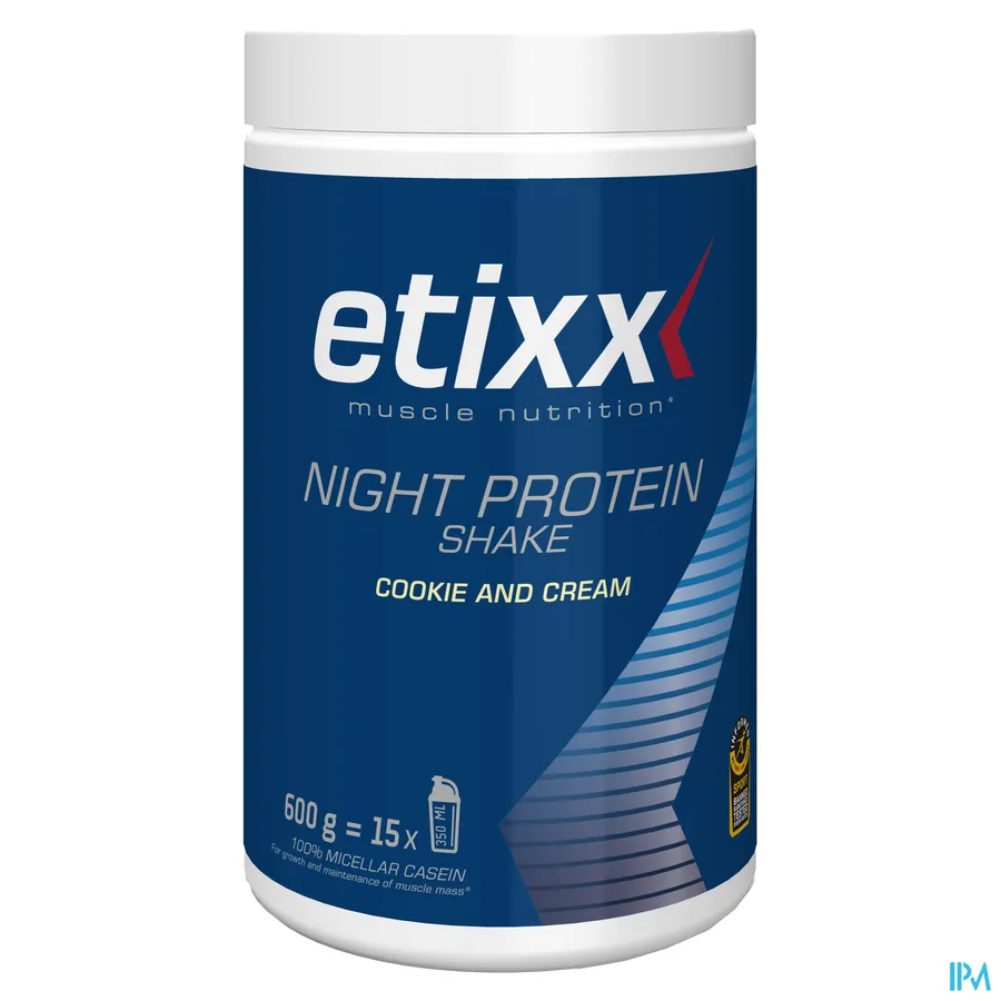 packshot van Etixx Night Protein Shake Cookie And Cream 600 g