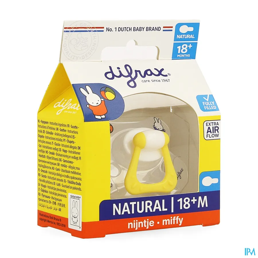 packshot van Difrax Fopspeen Natural 18m+ Nijntje