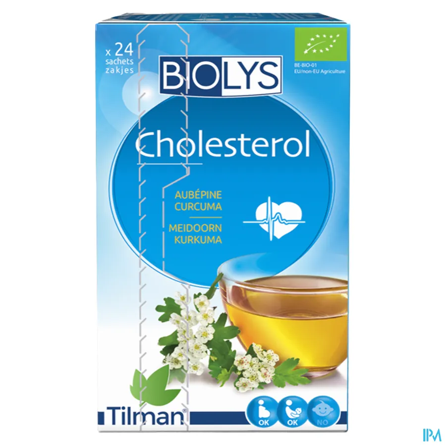 packshot van Tilman Biolys Cholesterol Meidoorn-Kurkuma 24 zakjes