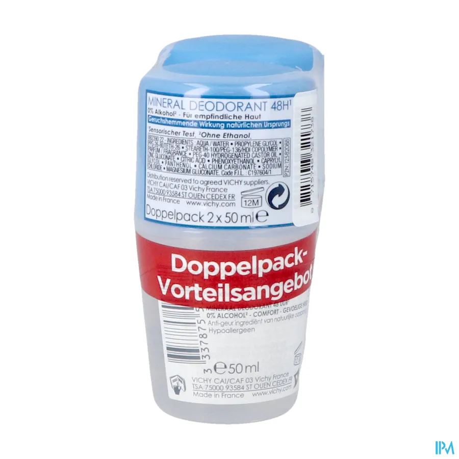 packshot van Vichy Mineraal Deodorant Roller Duo Promo* 2 x 50 ml