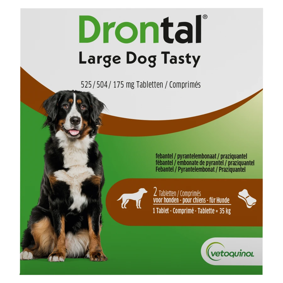packshot van Drontal Large Dog Tasty 2 tabletten