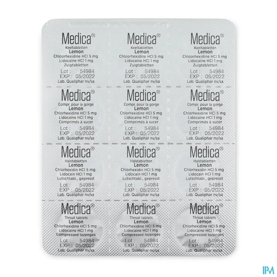 productshot van Medica Keeltabletten Lemon zonder Suiker 36 Zuigtabletten