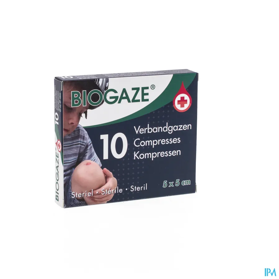 packshot van Biogaze Geïmpregneerd Verbandgaas 5 x 5 cm 10 stuks