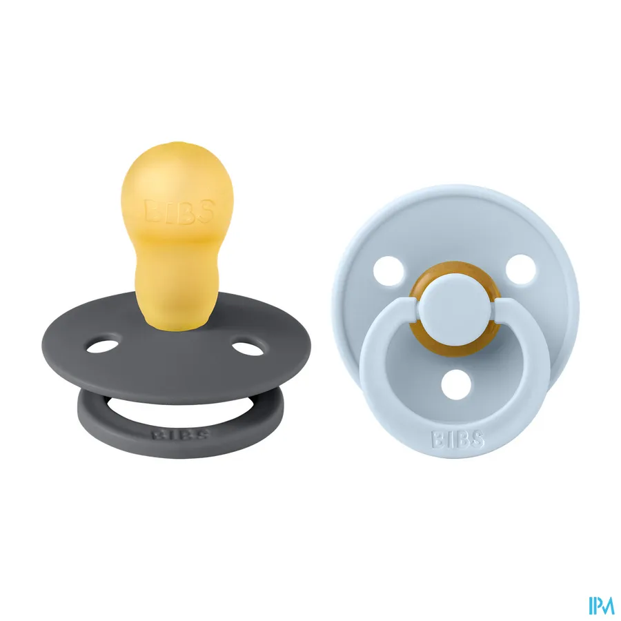 productshot van Bibs Fopspeen Duo Iron/Baby Blue 18+ 2 stuks