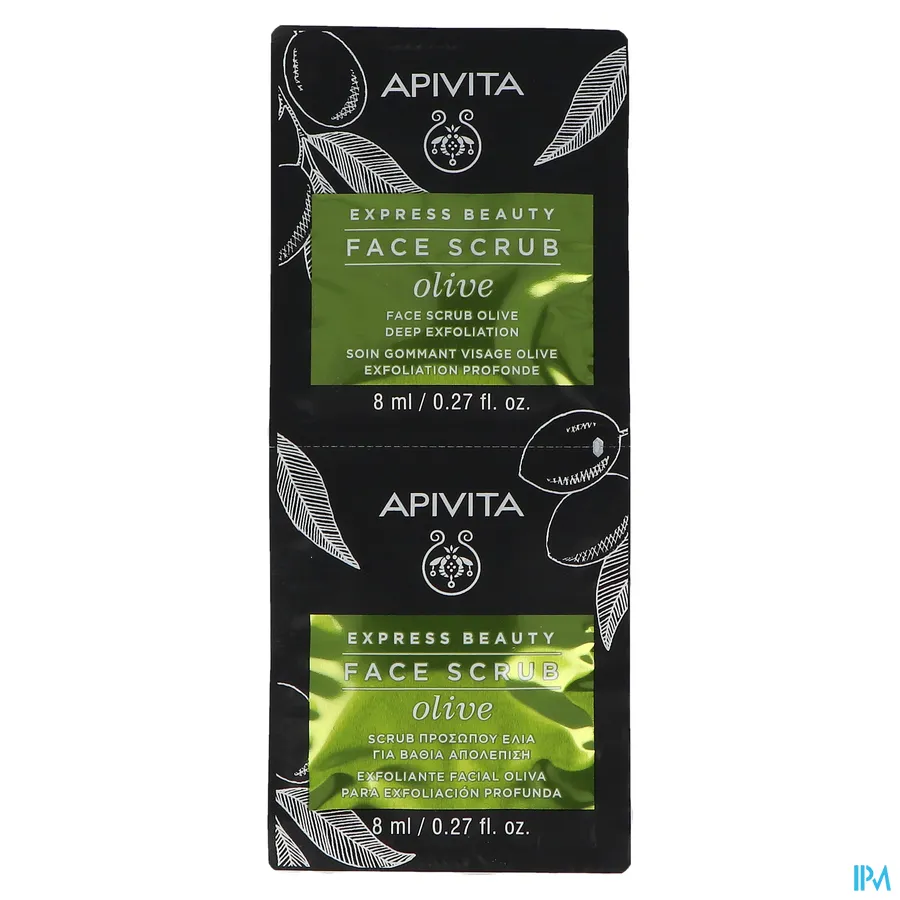 packshot van Apivita Face Scrub met Olijven 2 x 8 ml