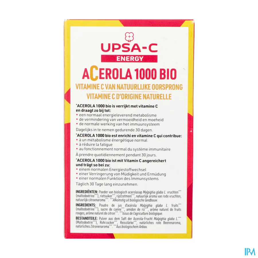 packshot van Upsa C Energy Acerola 1000 mg Kauwtabletten 30 Stuks