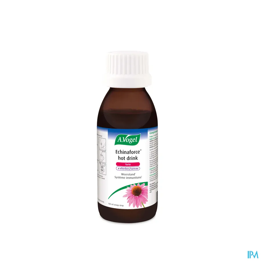 productshot van A. Vogel Echinaforce Hot Drink om Snel Beter te Worden met Vlierbes 100 ml Oplossiroop