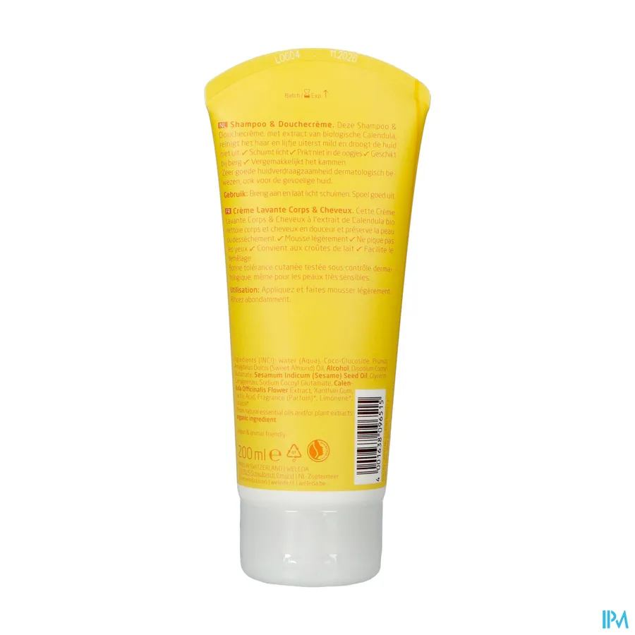 packshot van Weleda Baby Shampoo & Douchecrème Calendula 200 ml