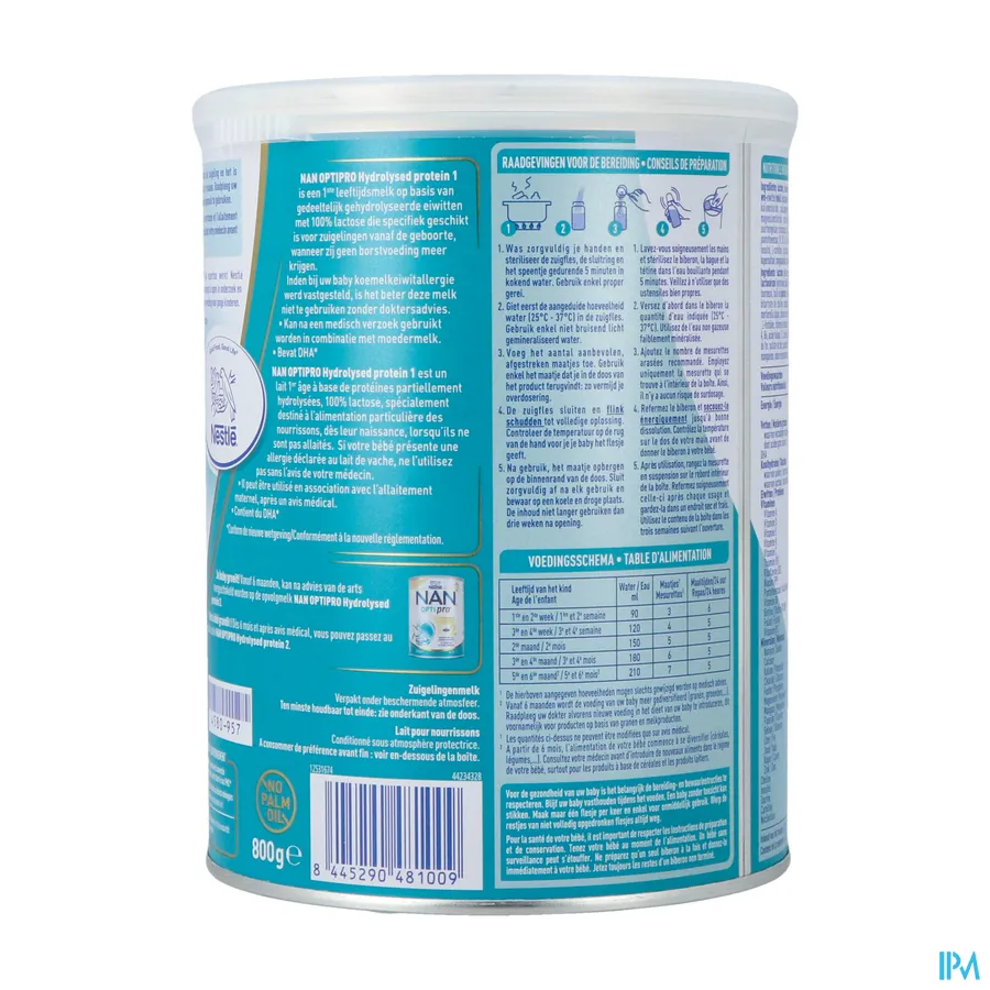 packshot van Nan Optipro Hp Hydrolysed Protein 1 800 g