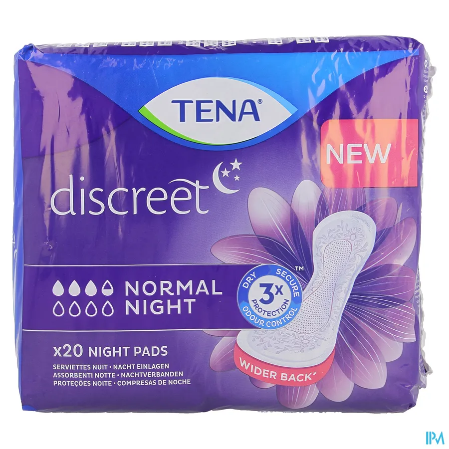 packshot van TENA Discreet Protect+ Normal Night 20 stuks
