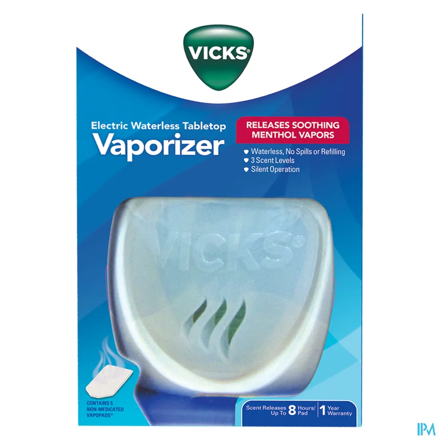 packshot van Vicks Draagbare Watervrije Luchtbevochtiger 1 stuk