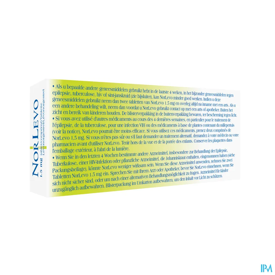 packshot van Norlevo 1,5mg 1 tablet