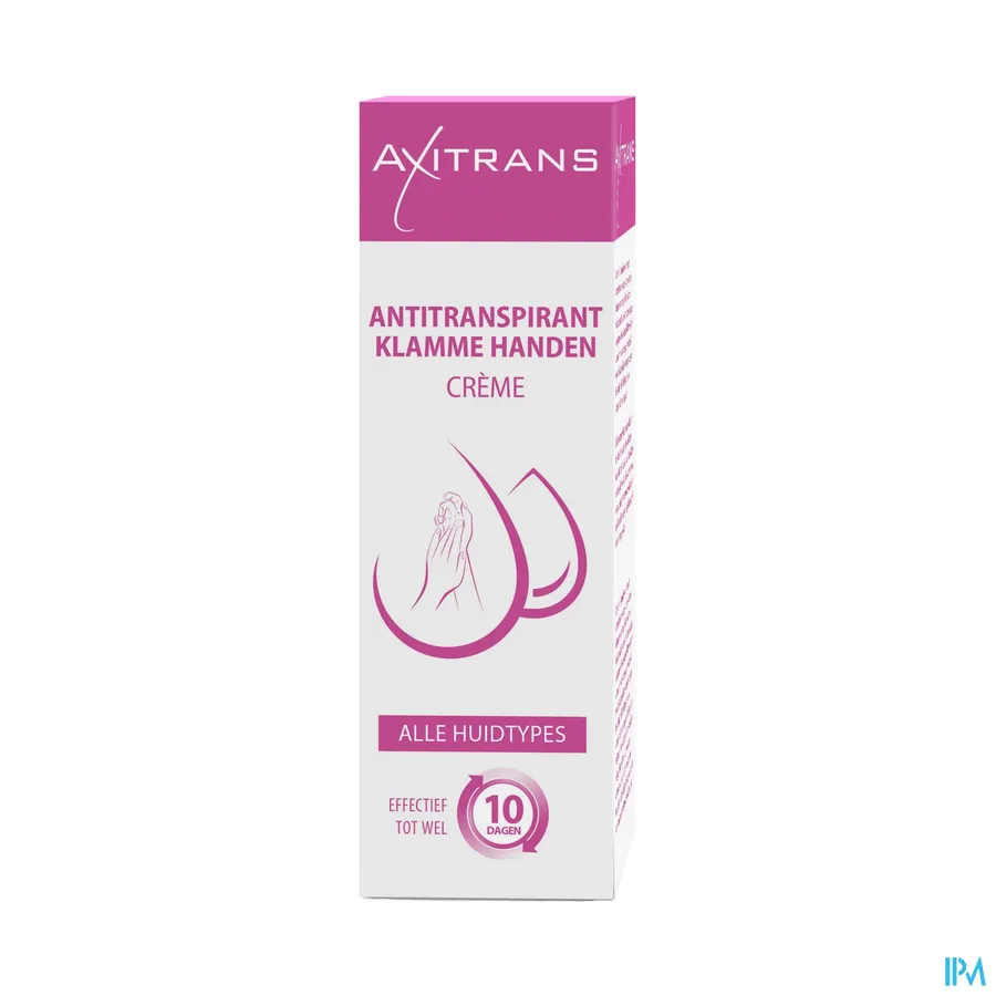 packshot van Axitrans Klamme Handen Creme Tube 50 ml
