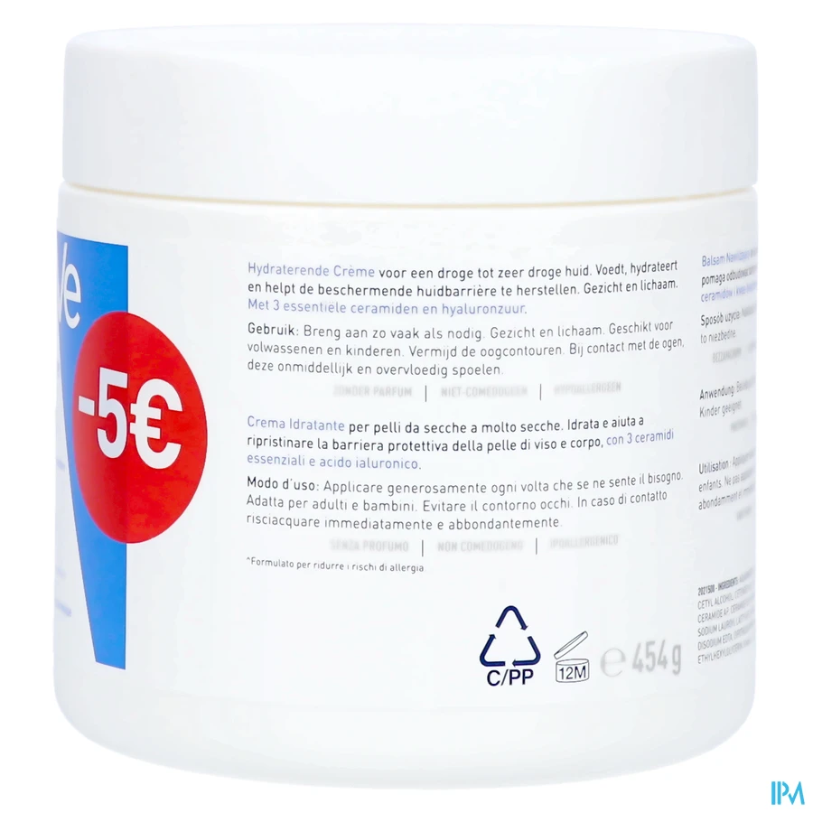 packshot van CeraVe Hydraterende Crème 454 g PROMO