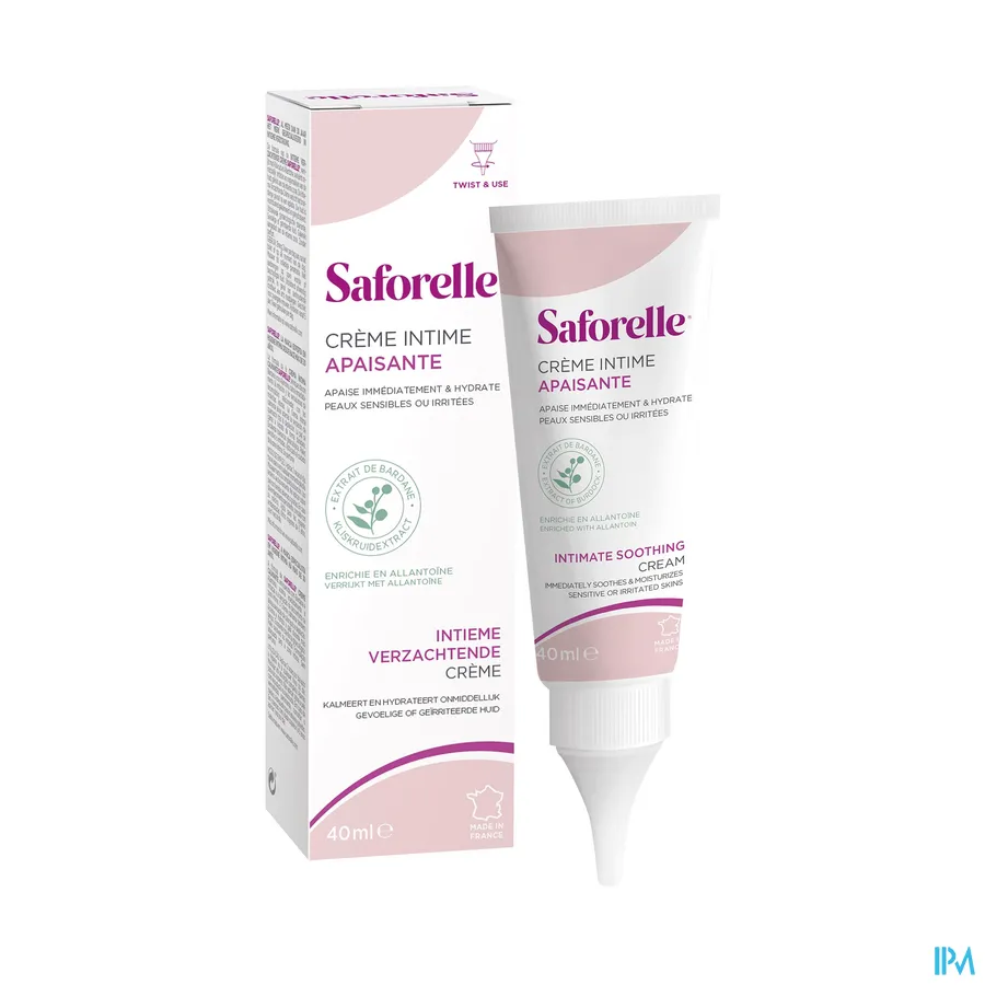 productshot van Saforelle Verzachtende Intieme Crème bij Irritaties en Ongemakken van de Huid met Kliskruid en Allantoïne Tube 40 ml