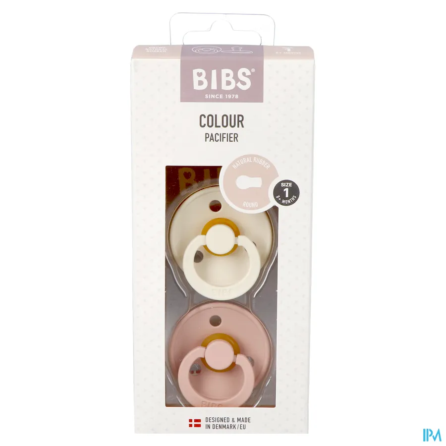 packshot van Bibs 1 Fopspeen Duo Ivory&blush