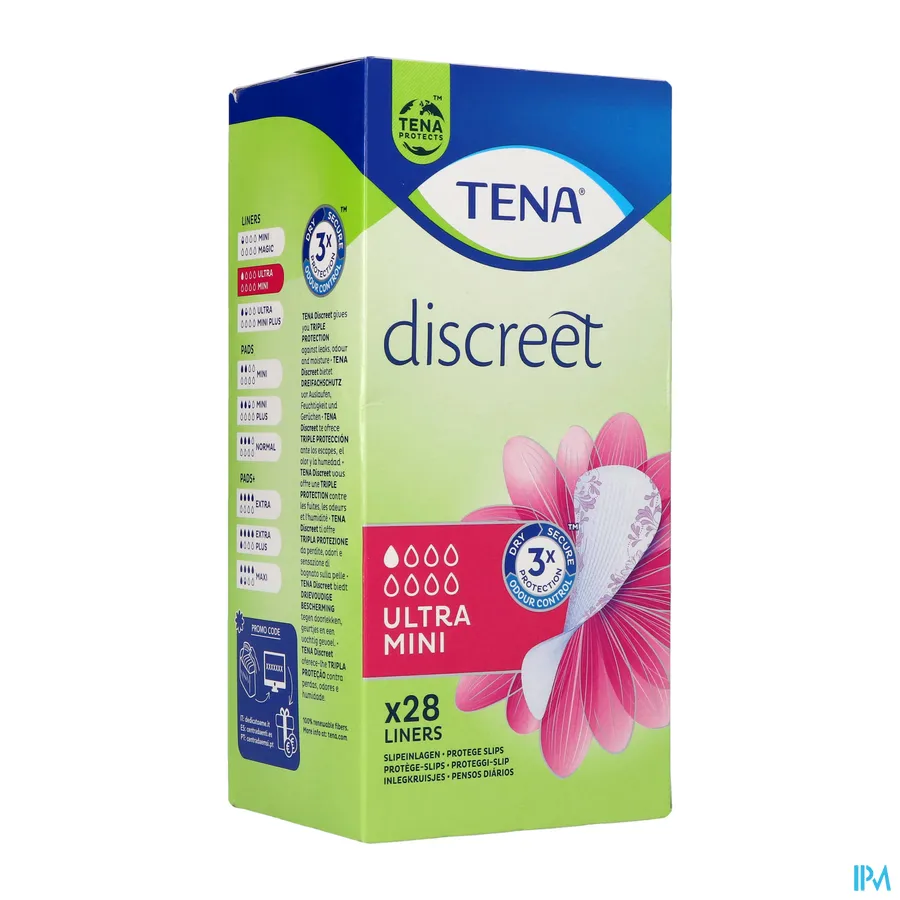 packshot van TENA Discreet Ultra Mini 28 stuks
