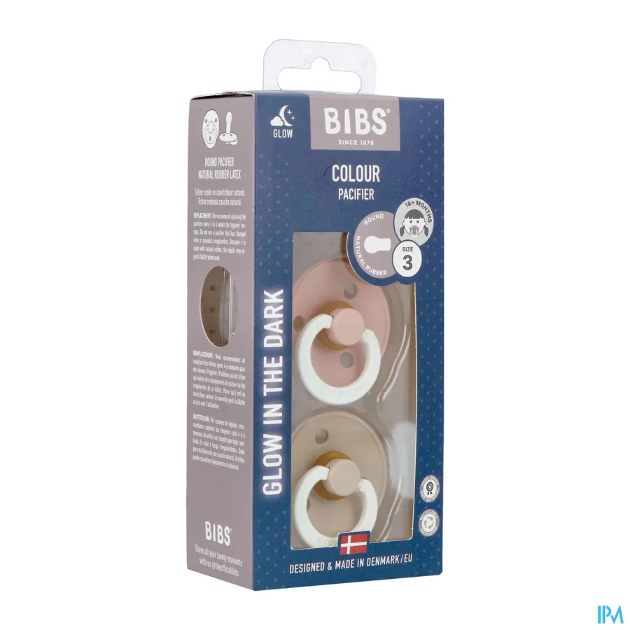 packshot van Bibs Fopspeen Duo Night Vanilla/Blush 18+ 2 stuks