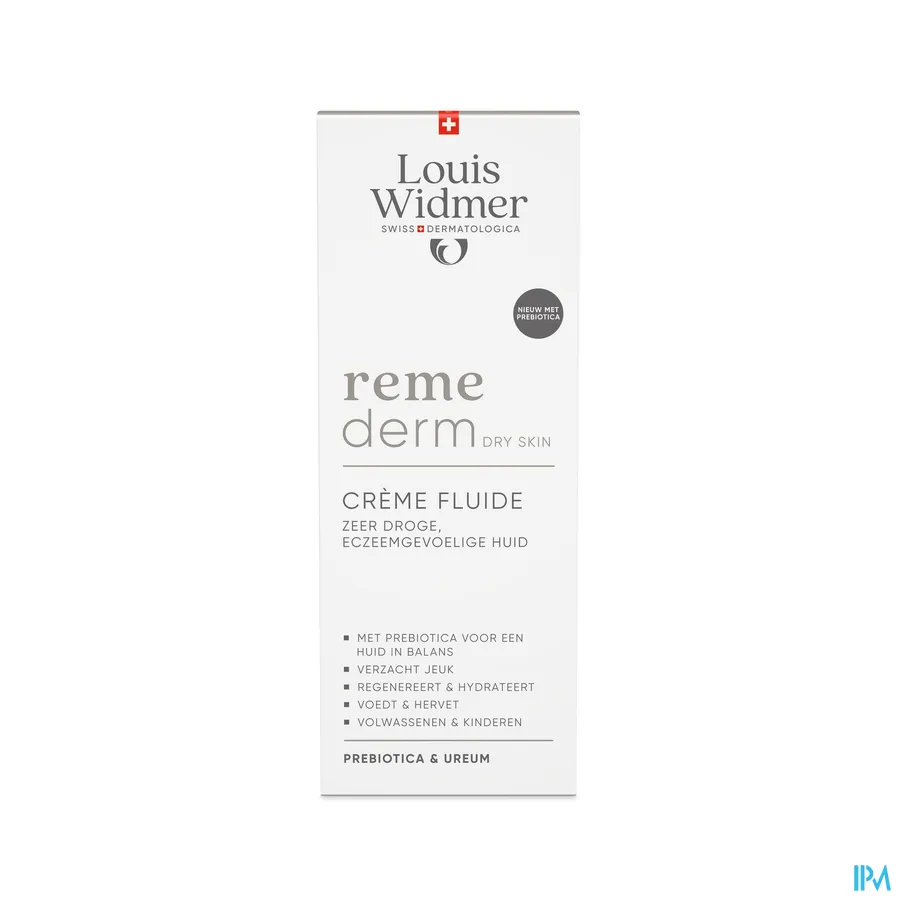 packshot van Louis Widmer Remederm Dry Skin Crème Fluide met Prebiotica 200 ml - met parfum