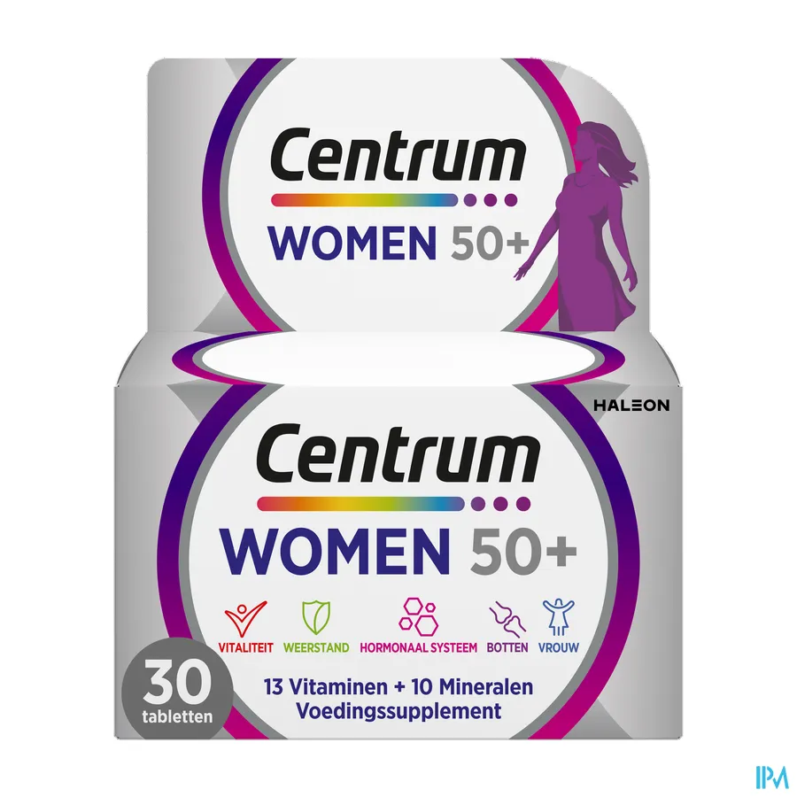 packshot van Centrum Women 50+ met 13 Vitamines en 10 Mineralen 30 Tabletten