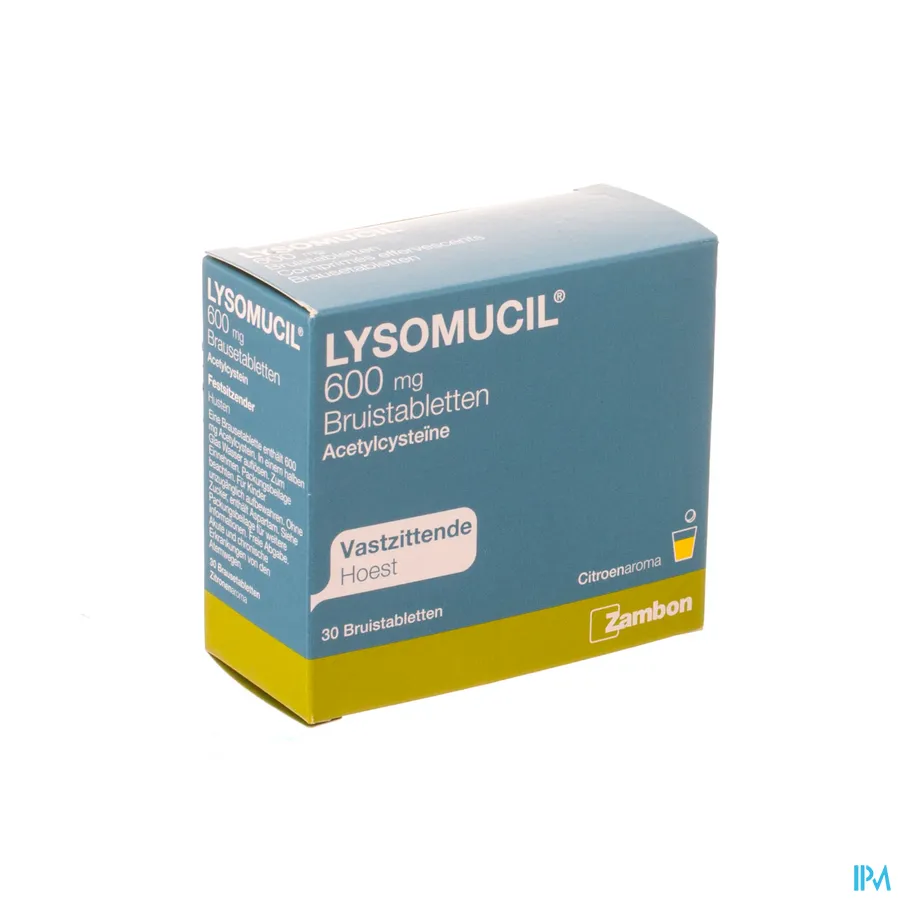 packshot van Lysomucil 600mg 30 bruistabletten